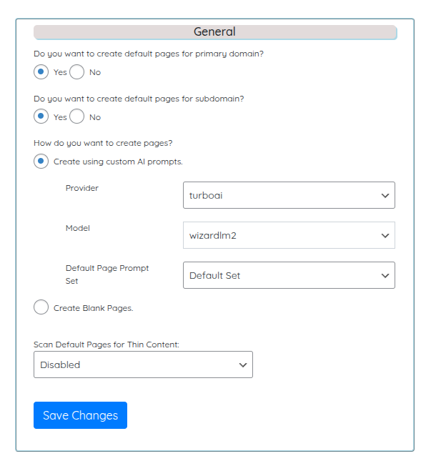 TSD- Subdomain Settings