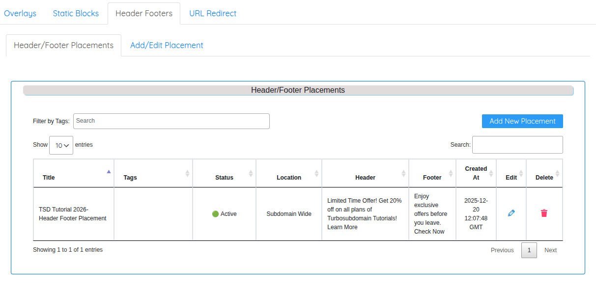 Header Footers-Placements